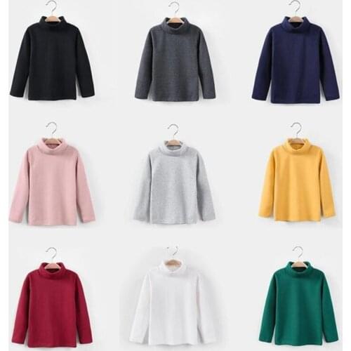 2020 Baby Toddler Boys Girls T Shirt Tops Turtleneck Kids T Shirts Cotton Boy Girl Basic Shirts Tees Long Sleeve Casual Clothes