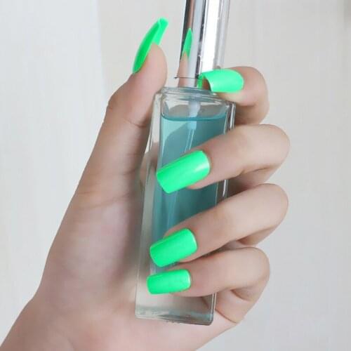 2020 24pcs Explosion models fashion Long section Square head candy false nails green M077