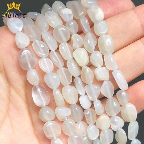 5-8mm Natural Gem Stone Irregular White Moonstone Loose Spacer Beads For Jewelry Making DIY Bracelet Accessories 15"Inches
