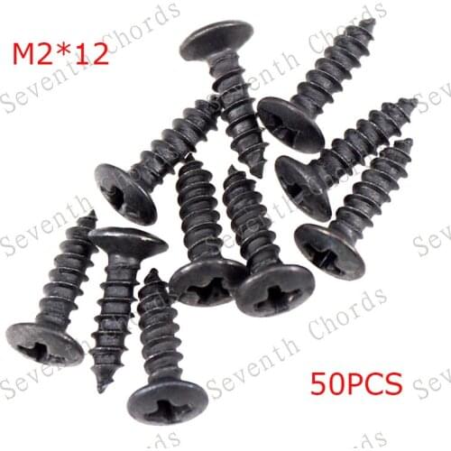 50Pcs/lot Electric Bass Guitar Pickup Screws Cavity Cover Jack Cover Plate screw M2*12MM Black