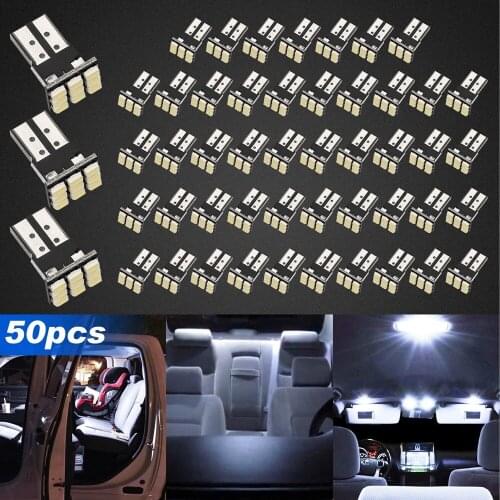 50PCS Super White T10 Wedge 9-SMD Interior LED Light bulbs W5W 194 168 2825 158 Signal Lamp Dome Reading License Plate Light Car