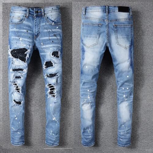 ANGLIU Men's Biker Jeans