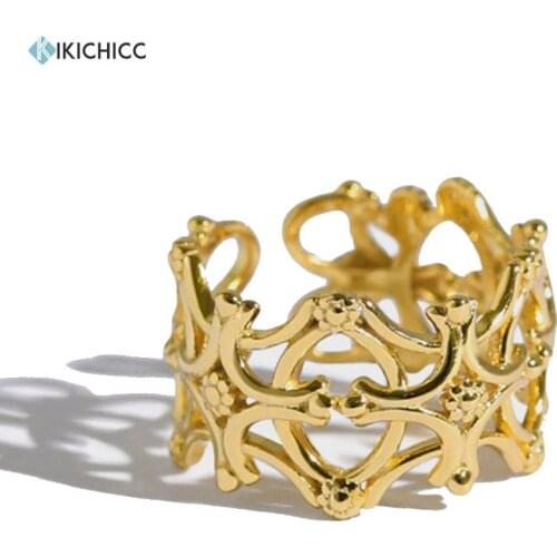 KIKICHICC 925 Sterling Silver Gold Large Openwork Resizable Adjustable Rings 2021 Fashion Fine Jewelry Simple Rock Punk Jewels