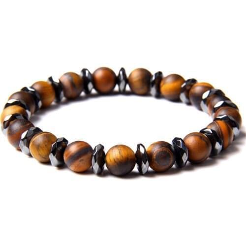 Natural Tiger Eye Hematite Men Bracelets Magnetic Health Protection Balance Beads Bracelets Women Reiki Healing Yoga Jewelry