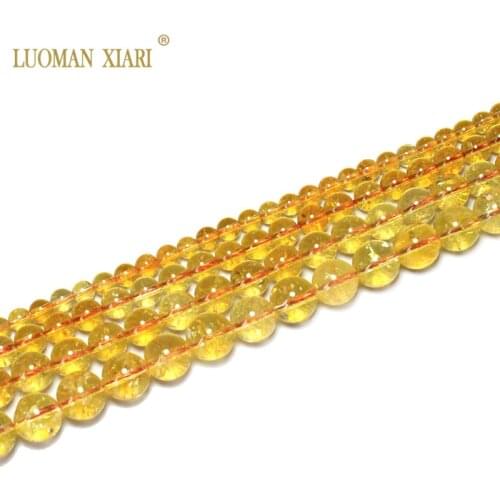 Fine 100% Natural Citrine Beads Yellow Quartz Natural Stone Beads For Jewelry Making Diy Necklace 6/ 8/10/12mm 15"