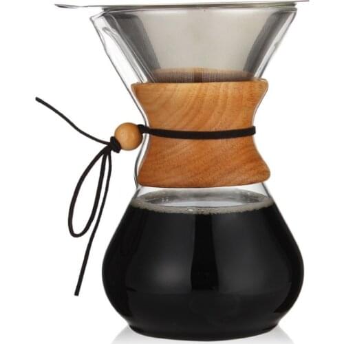 Ecocoffee 400/500/800ml Heatproof Glass Coffee Kettle Resuable Metal Filter Percolator Turkish Pots Barista Maker