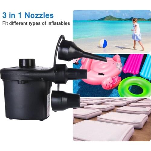 Electric Air Pump Quick Fill Inflator with 3 in 1 Nozzles Portable Deflator Pump for Inflatables Outdoor Camping