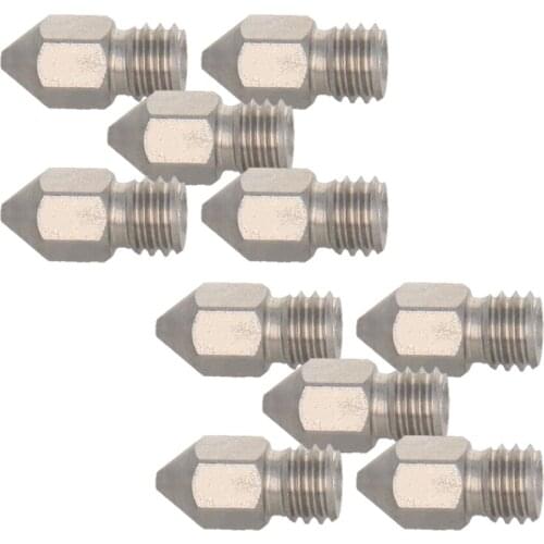 MroMax 2/4/5/10pcs M6 3D Printer Nozzle Stainless Steel Male Thread Spray End Aperture 0.4/0.5/0.6mm Total Size 13*6mm Hardware