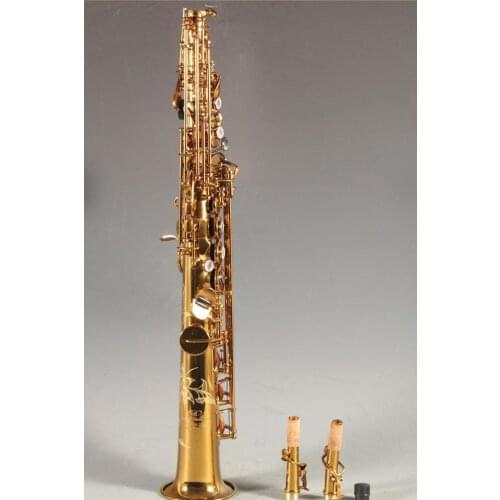 France Rollinsax RSS-9901 Soprano Sax Pitch B flat Gold Split Straight Saxophone Brass Music Mouthpiece Professional Grade