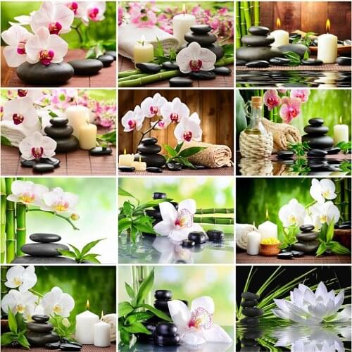 HUACAN 5D DIY Diamond Painting Orchid Stone Picture Of Rhinestone Diamond Embroidery Kit Flower Mosaic Needlework Handmade Gift