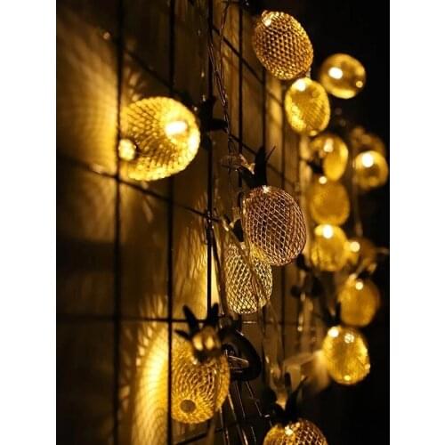 INS 1.5m 10LED/3m 20LED String Lamp Battery Powered Romantic Wedding Home Decorate Iron Pineapple Night Light