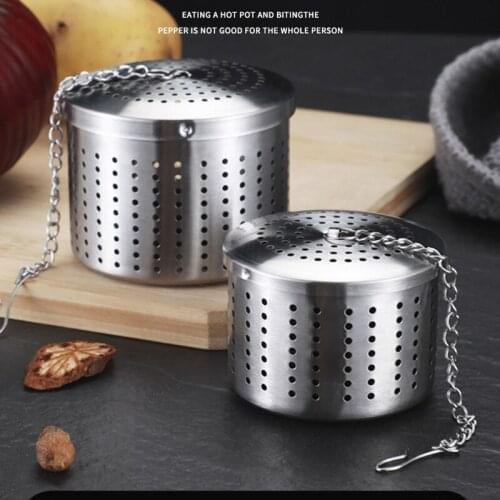 304 Stainless Steel Seasoning Bucket Tea Leaking Tea Strainer Creative Hot Pot Brine Ball Soup Weibao Kitchen Tool Spice Filter
