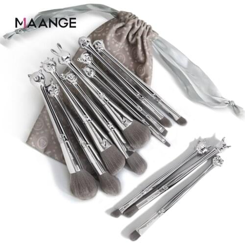 MAANGE 5/12 Pcs with Bag Complete Makeup Brushes Kit Highlighter Eye Cosmetic Powder Foundation Eye Shadow Professional Eyebrows