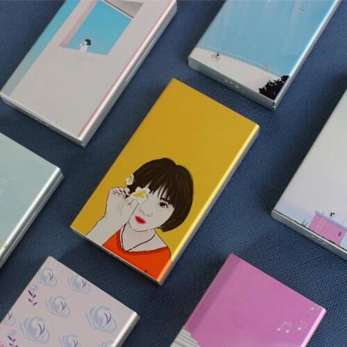 Little Girl Cute Cat Flowers Creative Designs Metal Aluminium Alloy Fashion Sliding Cigarette Box Case For Lady Women Slim Thin