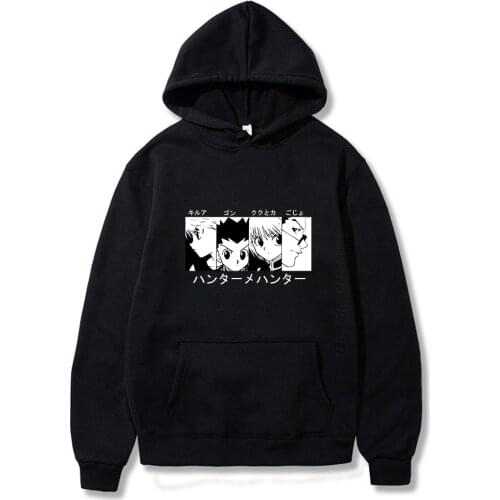 HUNTER X HUNTER Friends Daily Casual Streetwear Jujutsu Kaisen Hoodies Men Black Hooded Tops Sweatshirt