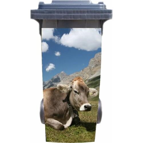 DIY lighting field cow Adhesive Removable Waterproof Sticker Decals Rubbish bin trash can Cover sticker 120liter 240liter