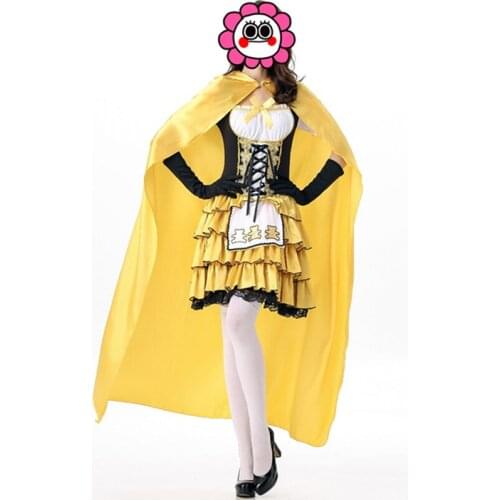 2016 newest Women Sexy Goldilocks Fairy tale Halloween Costumes Blonde princess fancy dress Long Dress Costumes