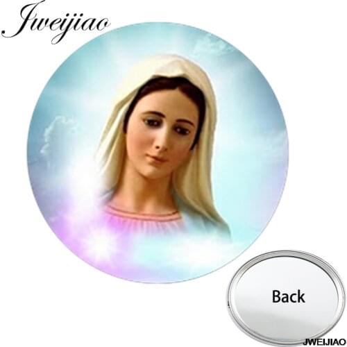 Youhaken Virgin Mary One Side Flat Pocket Mirror Our Lady of Guadalupe Compact Portable Makeup Vanity Hand Mirrors For Women