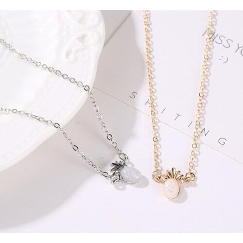 Pineapple Necklace Pendant Women Charm Bohemian Hawaii Fruit Pineapple Pendant Chain Necklace Vintage Silver Color Long Necklace