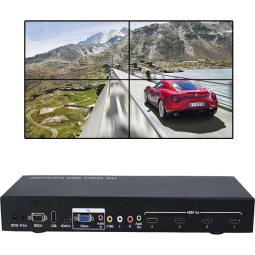 PUZHIJIE 2x2 Video Wall Controller 3x3 Max 10x10 support 180 degree rotation supports IR RS232 USB VGA AV compliant HDMI DVI