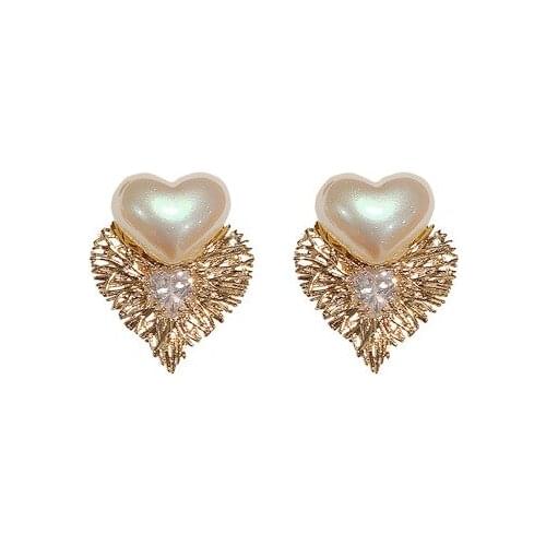 Seanlov New pearl Heart-shaped Hanging Dangle pearl Earrings Fashion Simple Personality High Quality exquisite ear nail