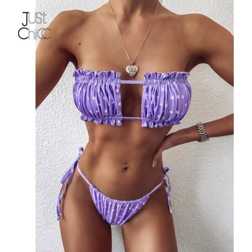 Justchicc Sexy Bikini Bodycon Sleeveless Bodysuit Women Skinny Bodysuit Off Shoulder Ruffle Solid Swimsuit Leopard 2 Pieces Set