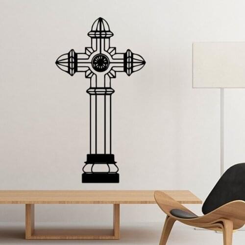 Religion Christianity Belief Church Holy Cross Pillar Silhouette Removable Wall Sticker Mural DIY Wallpaper for Room Decal