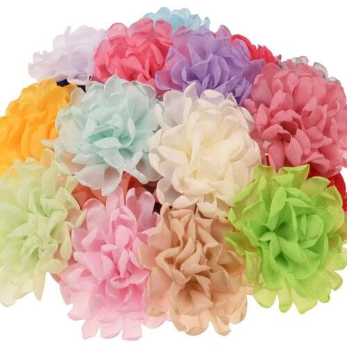 160PCS Burning Flower 9cm Chiffon Flowers Hair Accessories Curly Headwear Boutique Headwear Flower No Hairclip Barrette Bows