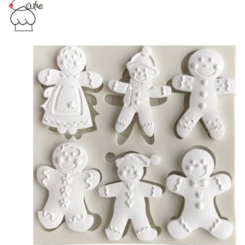Aouke Gingerbread Man Christmas Series Silicone Mold Fondant Cake Mold Chocolate Candy Clay Mold Kitchen Cooking Tools