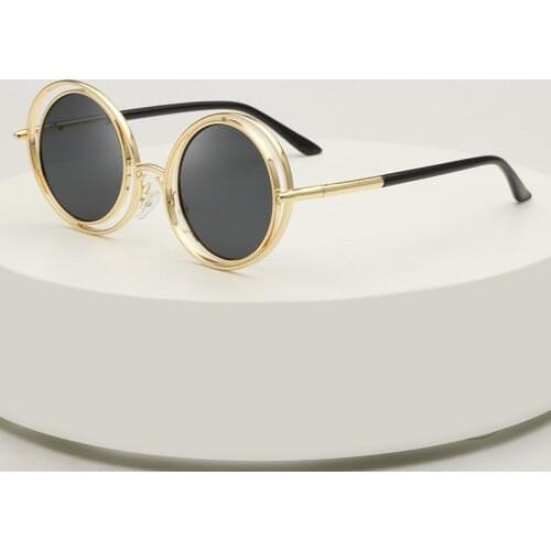 Women round metal double circle personalized sunglasses new toad mirror sunglasses men sunglasses oversized round sunglasses
