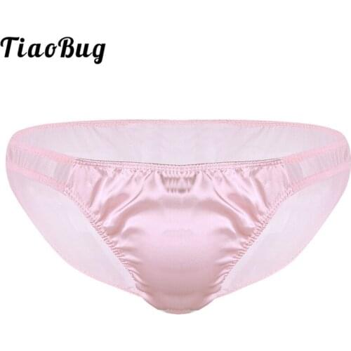 TiaoBug Men Soft Breathable Sheer Mesh Shiny Ruffle Bikini Briefs Sexy Male Stretchy Lingerie Underpants Panties