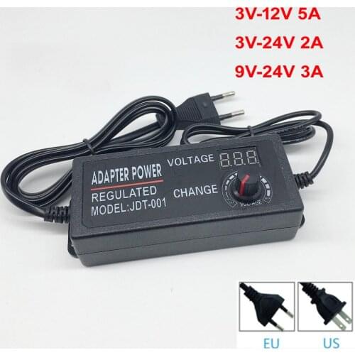 Adjustable AC to DC 3V-12V 3V-24V 9V-24V Universal adapter with display screen voltage Regulated power supply adatpor 3 12 24 v