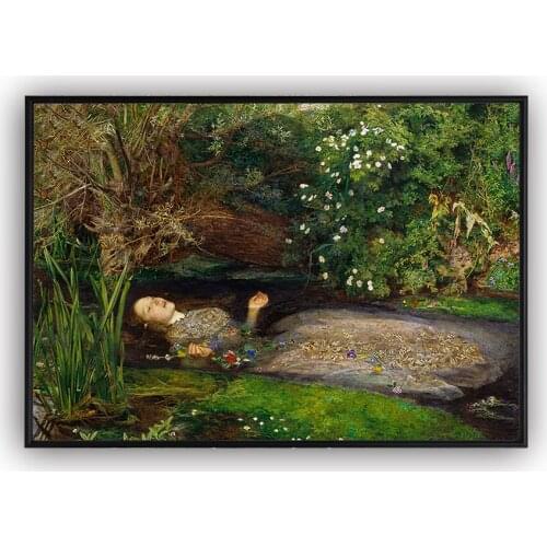 Vintage Poster Antique Oil Painting Copy Ophelia John Everett Millais Posters and Print Wall Art Canvas Print Picture Home Decor