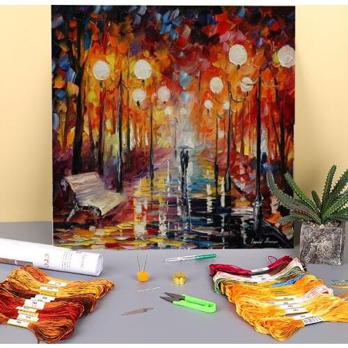 Misty Reflections Printed Water-Soluble Canvas 11CT Cross Stitch Kit Embroidery DMC Threads Needlework Sewing Wholesale