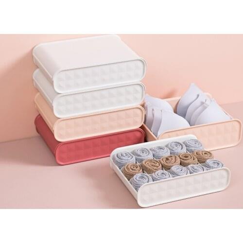 Household Underwear Socks Compartment Storage Box with Dust-proof Cover Bra Organizer Case Closet Tools for Scarfs and Stockings