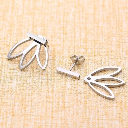 Earring Women Stainless Steel Leaf Splicing Square Bar Earrings Fashion Gold Simple Earring Woman Accessories European American