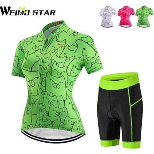 WEIMOSTAR Team Women Cycling Jersey Set Girls Cycling Clothing Ropa Ciclismo Short Sleeve MTB Mountain Bicycle Clothes