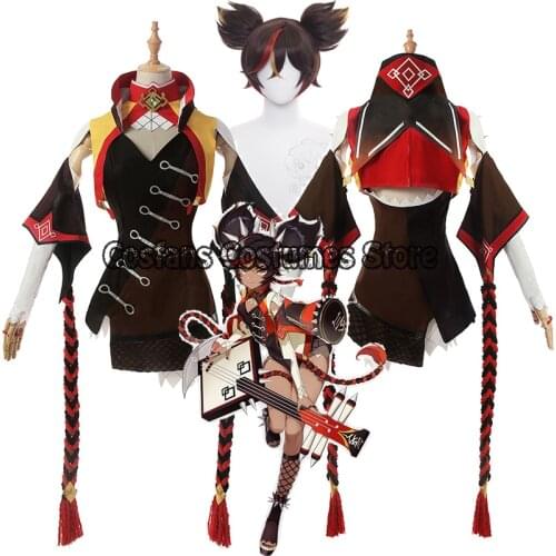 Genshin Impact Cosplay XINYAN Cosplay Costume Genshin Impact Costume for Women Halloween Suit Sexy Outfits Brown Gradient Wigs