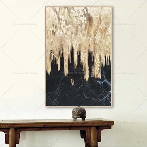 Gold And White Abstract Painting Handpainted Oil Painting On Canvas Painting Wall Art Wall Pictures For Living Room Home Decor