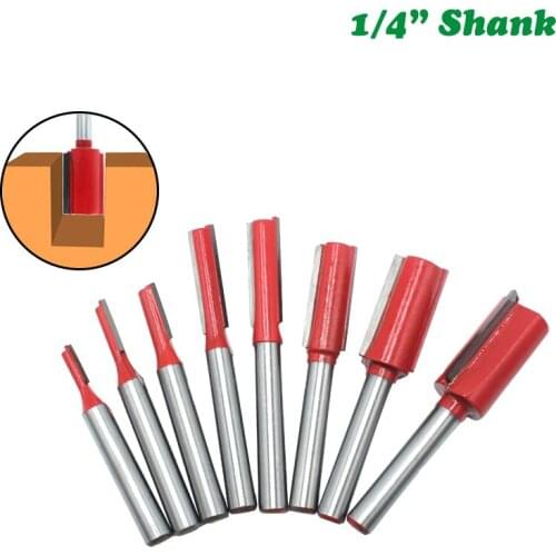1PC 1/4" 6.35MM Shank Milling Cutter Wood Carving Blade Double Flutes Straight Bit Woodworking Tool Carving Trimming Router Bit