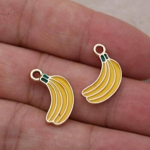 15PCS Enamel Banana Charms for Jewelry Making Necklace Bracelet Findings DIY Accessories Craft 20x12mm