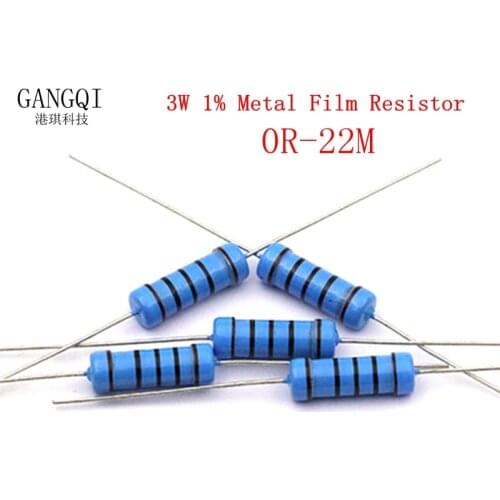 20pcs 3W Metal Film Resistor 3W 1% 0.1R - 2.2M 2.2 10 100 120 150 220 270 330 390 470 1K 2.2K 4.7K 36K 15K 150K 470K 1M ohm