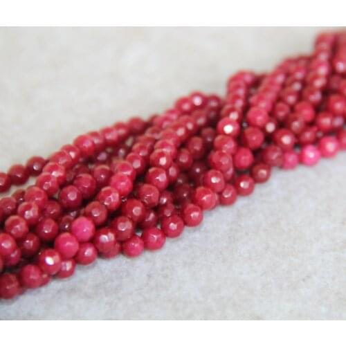 4mm Faceted New Dark red chalcedony beads Round shape stones Loose DIY Beads 15" Jewelry making design wholesale