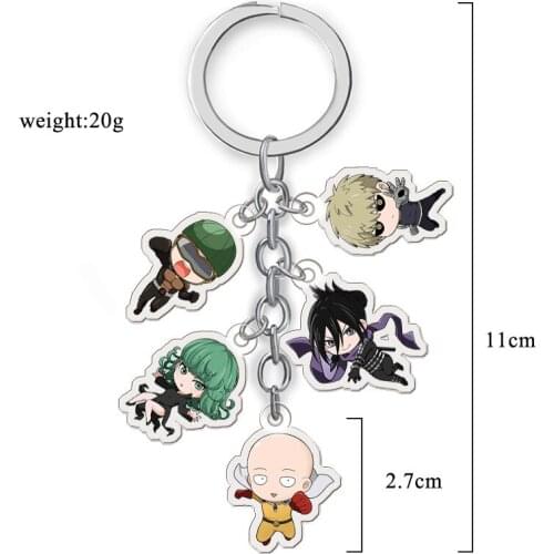 One Punch Man Acrylic Keychain 10 Sets/Lot Anime Keyring Cartoon Pendant Toy Gift
