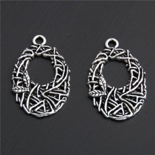 8pcs Silver Color Hollow Net Round Charm Metal Charms For Jewelry Making A2817