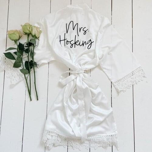 Satin Bridesmaid Robes customized lace Mrs bride Robe Wedding birthday gift getting ready Dressing Gown mother of the groom robe