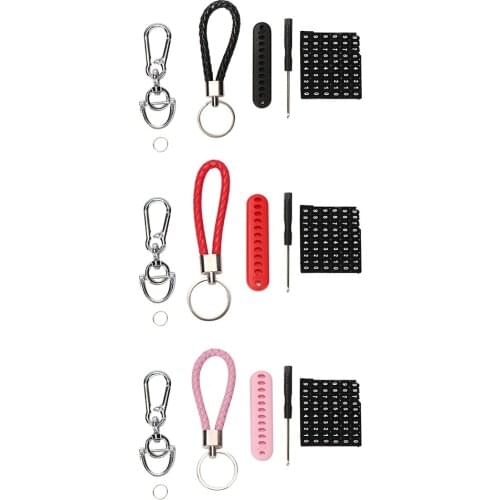 Anti Lost Car Keychain Phone Number Card Keyring Leather Braided Key Ring