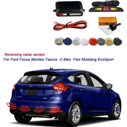 Car 4 sensors reversing radar For Ford Focus Monteo Taurus C-Max Flex Mustang EcoSport, led screen safety distance display