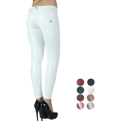 Melody White Leather Pants Womens Seamless Shapewear Skinny Fitness Pants Full Length Warm Butt Lift Compression Garment Ladies