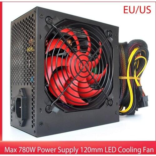 Max 520W/650W/780W Power Supply 120mm LED Cooling Fan PCI SATA PC Computer Power Supply For Desktop Gaming Computer